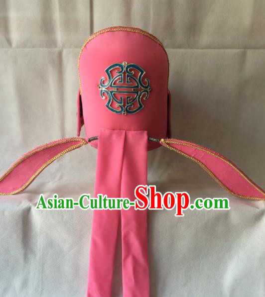 Asian Chinese Beijing Opera Niche Headwear Ancient Gifted Scholar Pink Hat for Men