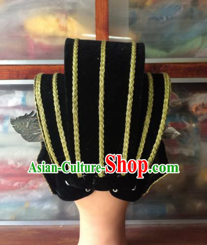 Asian Chinese Traditional Beijing Opera Headwear Ancient Minister Black Hat for Men
