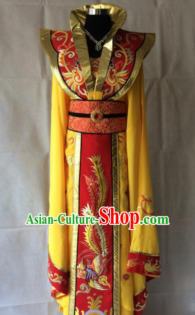 Traditional Chinese Beijing Opera Diva Costume Ancient Empress Yellow Hanfu Dress for Women