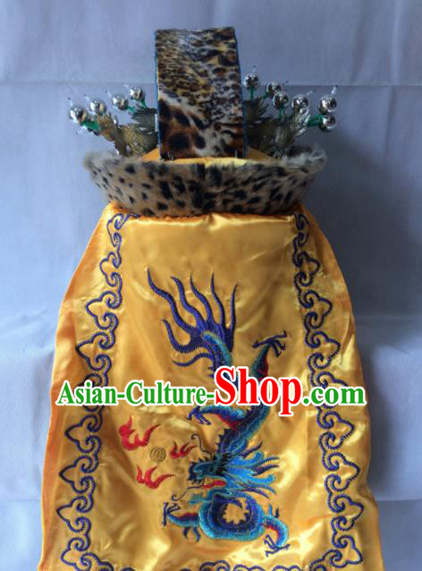 Asian Chinese Traditional Beijing Opera Helmet Headwear Ancient Prince Hat for Men