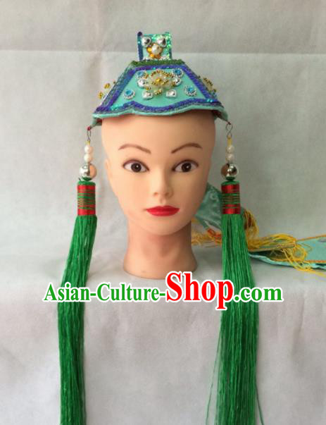 Asian Chinese Beijing Opera Hair Accessories Ancient Taoist Nun Green Headband for Women