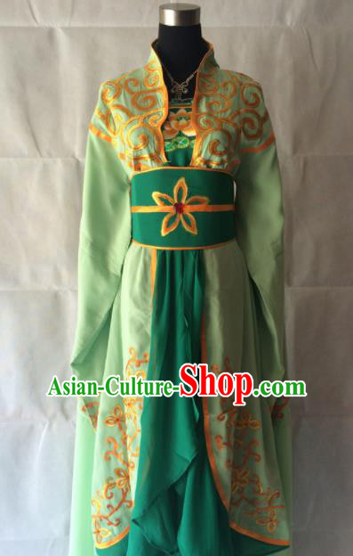 Traditional Chinese Beijing Opera Diva Costume Ancient Imperial Concubine Green Dress for Women