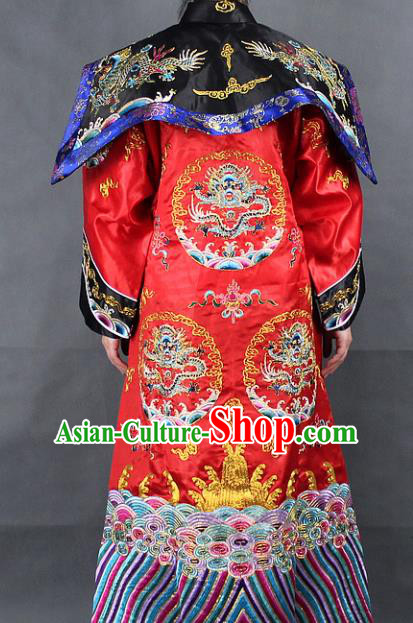 Traditional Chinese Beijing Opera Actress Costume Ancient Qing Dynasty Queen Red Dress for Women