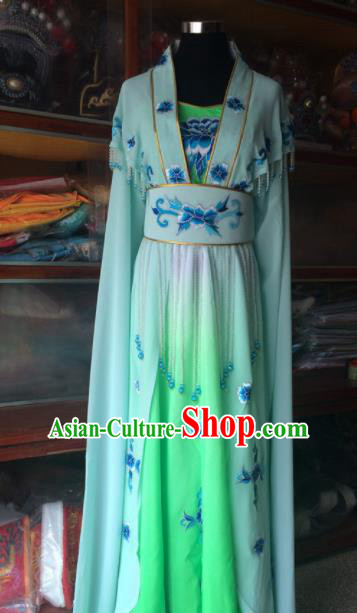 Traditional Chinese Beijing Opera Diva Costume Ancient Peri Princess Green Dress for Women