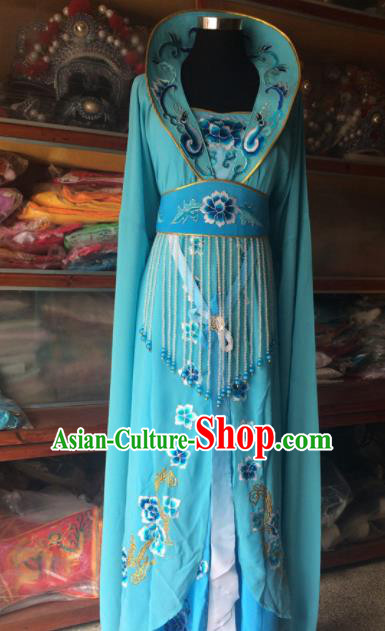 Traditional Chinese Beijing Opera Princess Costume Ancient Peri Blue Dress for Women