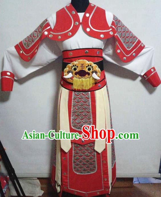 Traditional Chinese Beijing Opera Takefu Costume Ancient Warriors Red Clothing