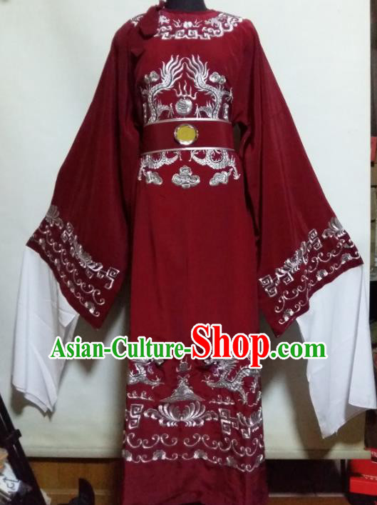 Traditional Chinese Beijing Opera Chancellor Costume Ancient Minister Red Clothing