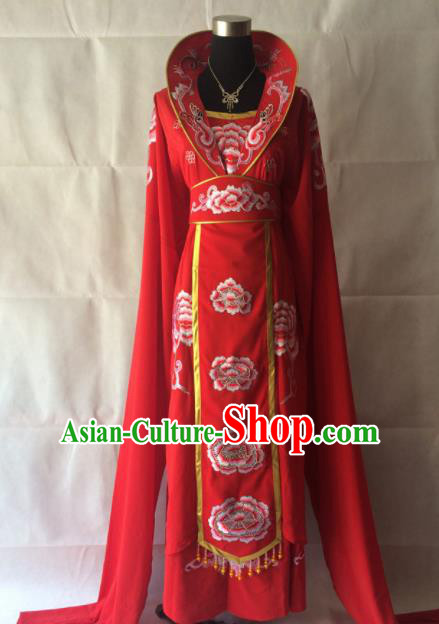 Traditional Chinese Beijing Opera Queen Costume Ancient Peri Red Dress for Women