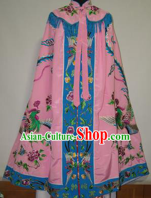 Traditional Chinese Beijing Opera Actress Costume Ancient Princess Embroidered Pink Cloak for Women