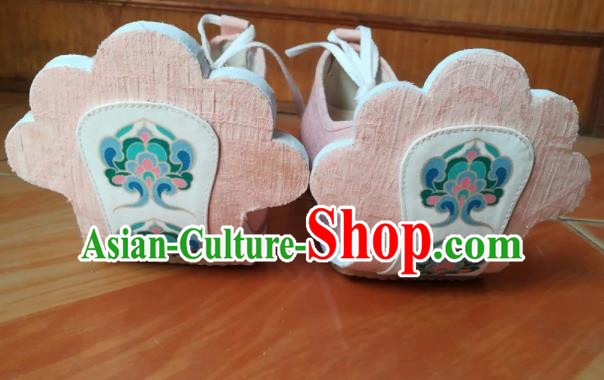 Asian Chinese Traditional Shoes Ancient Tang Dynasty Princess Pink Shoes Hanfu Shoes for Women