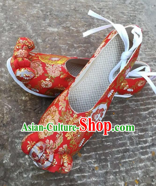 Asian Chinese Traditional Shoes Ancient Song Dynasty Wedding Red Shoes Hanfu Shoes for Women