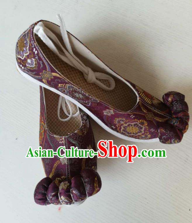 Asian Chinese Traditional Shoes Ancient Song Dynasty Purple Shoes Hanfu Shoes for Women