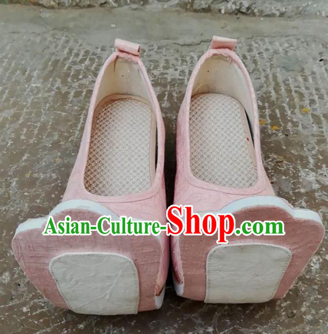 Asian Chinese Traditional Shoes Ancient Han Dynasty Princess Pink Shoes Hanfu Shoes for Women