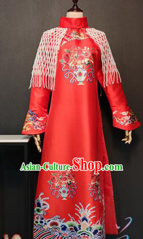 Traditional Chinese Ancient Drama Qing Dynasty Imperial Concubine Red Costume for Women