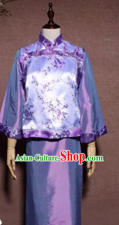Traditional Chinese Ancient Drama Qing Dynasty Prince Purple Clothing for Men