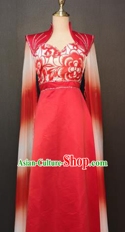 Asian Chinese Traditional Folk Dance Costume Classical Dance Red Dress for Women