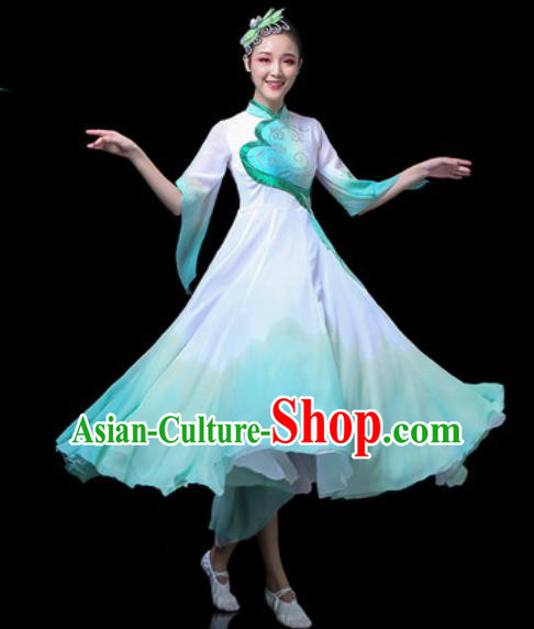 Traditional Chinese Classical Dance Costume Stage Performance Green Dress for Women