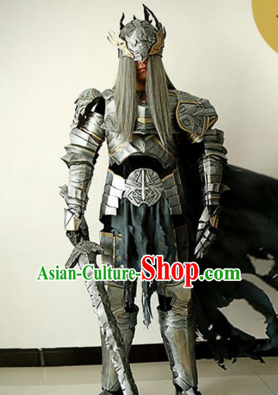 Chinese Ancient Drama Swordsman General Body Armor and Helmet Complete Set