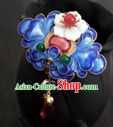 Chinese Ancient Palace Jewelry Accessories Traditional Classical Blueing Brooch for Women