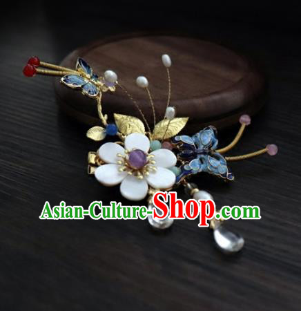 Chinese Ancient Palace Hair Accessories Traditional Classical Blueing Butterfly Hair Claw for Women