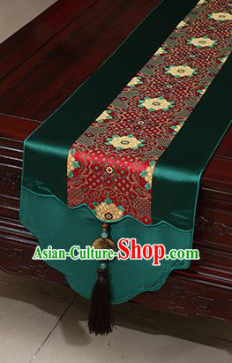 Chinese Traditional Pattern Atrovirens Brocade Table Flag Classical Satin Household Ornament Table Cover