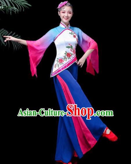 Traditional Chinese Stage Performance Folk Dance Costume Fan Dance Clothing for Women
