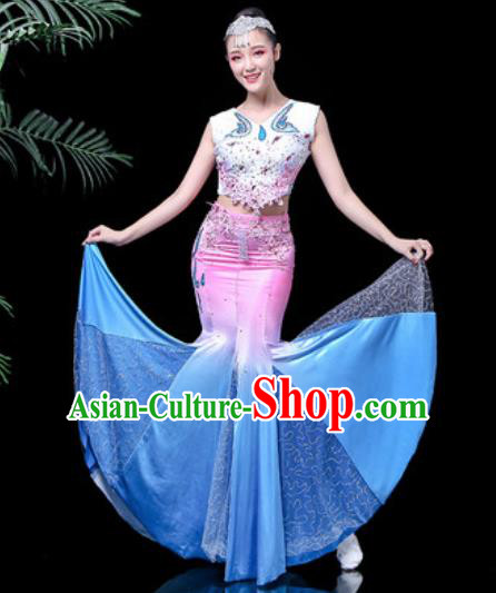 Chinese Traditional Ethnic Dance Costume Dai Nationality Peacock Dance Dress for Women