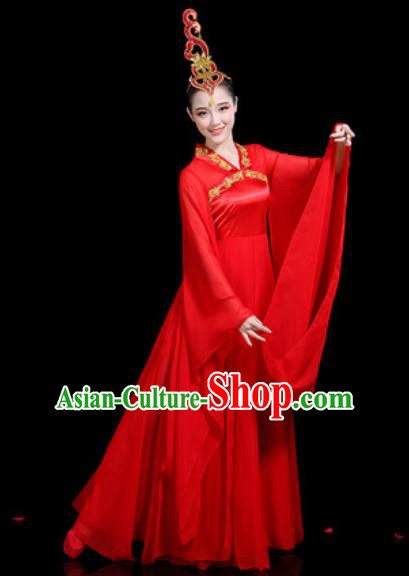 Traditional Chinese Stage Performance Costume Classical Dance Umbrella Dance Red Dress for Women