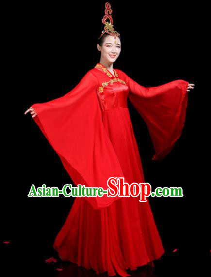 Traditional Chinese Stage Performance Costume Classical Dance Umbrella Dance Red Dress for Women