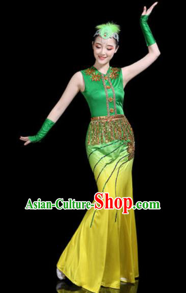 Chinese Traditional Ethnic Pavane Dance Costume Dai Nationality Peacock Dance Dress for Women