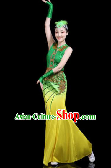 Chinese Traditional Ethnic Pavane Dance Costume Dai Nationality Peacock Dance Dress for Women