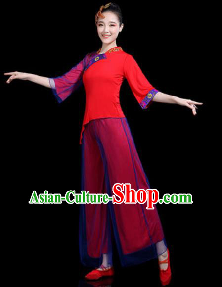 Traditional Chinese Yangko Dance Stage Performance Costume Folk Dance Red Clothing for Women