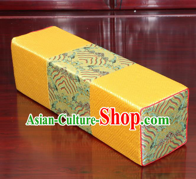 Chinese Traditional Household Accessories Classical Pattern Golden Brocade Pillow Armrest Pillow