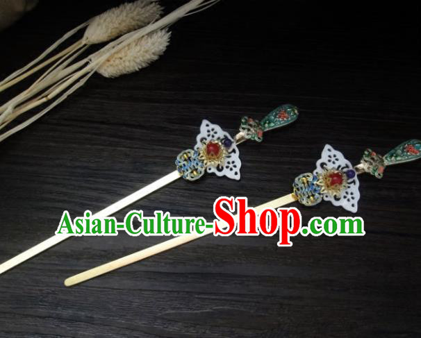 Chinese Ancient Palace Hair Accessories Traditional Classical Shell Blueing Hairpins for Women