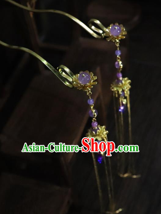 Chinese Ancient Palace Hair Accessories Traditional Classical Tassel Hairpins for Women