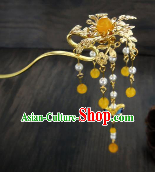 Chinese Ancient Palace Golden Hair Clips Hair Accessories Traditional Classical Hairpins for Women