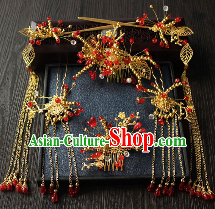 Chinese Ancient Palace Bride Hair Accessories Traditional Classical Wedding Hair Comb Hairpins for Women