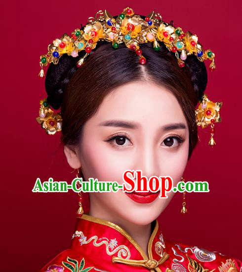 Chinese Ancient Bride Wedding Phoenix Coronet Hair Accessories Traditional Classical Tassel Hairpins for Women