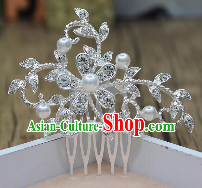 Top Grade Handmade Princess Hair Accessories Classical Crystal Leaf Flower Hair Comb for Women