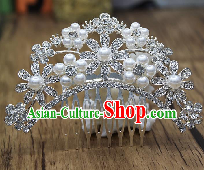 Top Grade Handmade Hair Accessories Princess Classical Pearls Hair Comb for Women