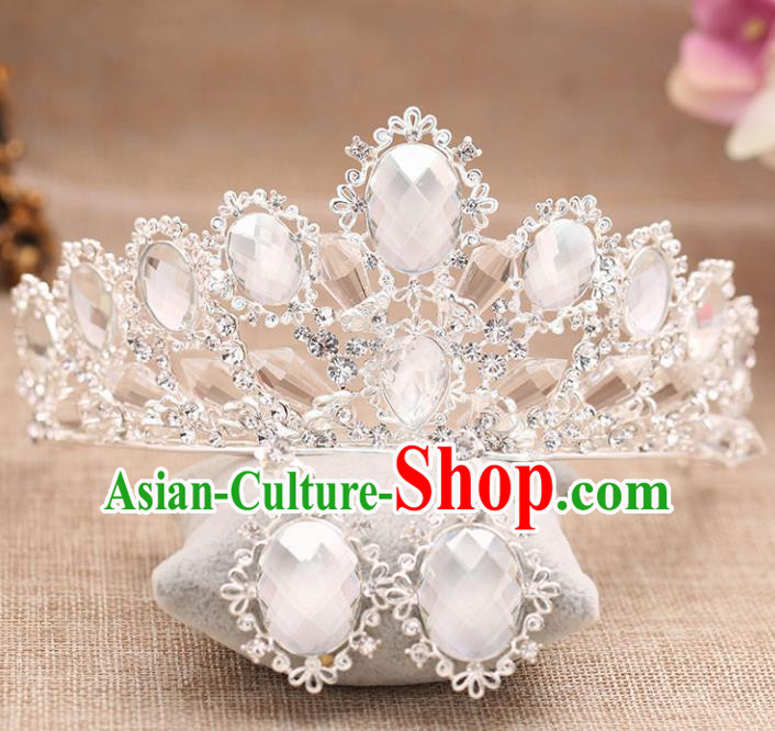 Top Grade Handmade Hair Accessories Baroque Bride Crystal Royal Crown for Women