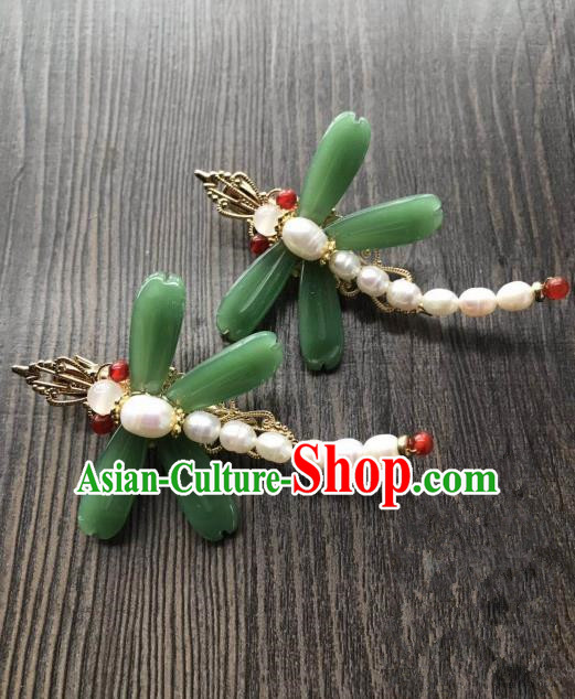 Chinese Ancient Princess Hair Accessories Traditional Pearls Dragonfly Hair Claw for Women