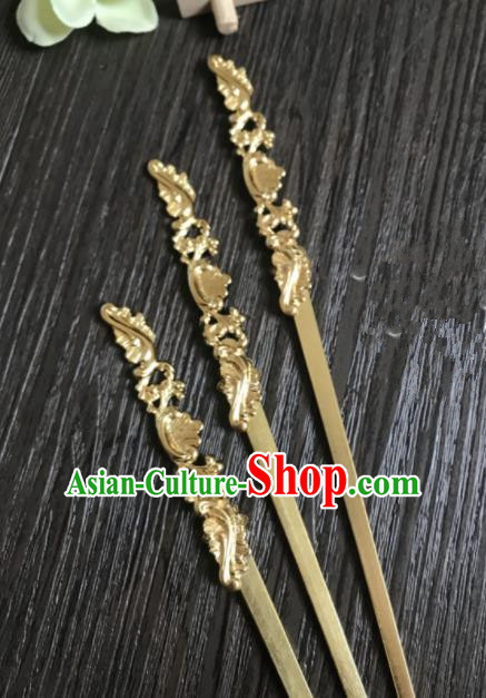Chinese Ancient Princess Hair Accessories Traditional Golden Hairpins for Women