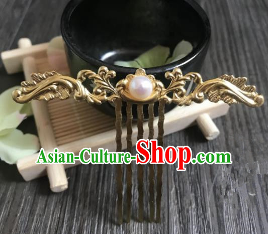 Chinese Ancient Princess Hair Accessories Traditional Golden Hair Comb Hairpins for Women