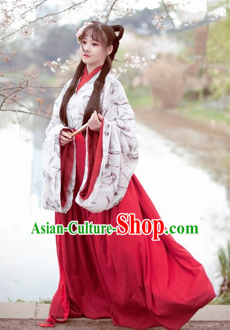 Traditional Chinese Ancient Hanfu Dress Jin Dynasty Aristocratic Lady Historical Costume for Women