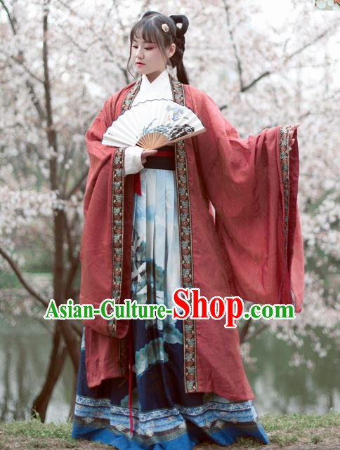 Traditional Chinese Ancient Swordswoman Hanfu Dress Jin Dynasty Princess Historical Costume Complete Set for Women