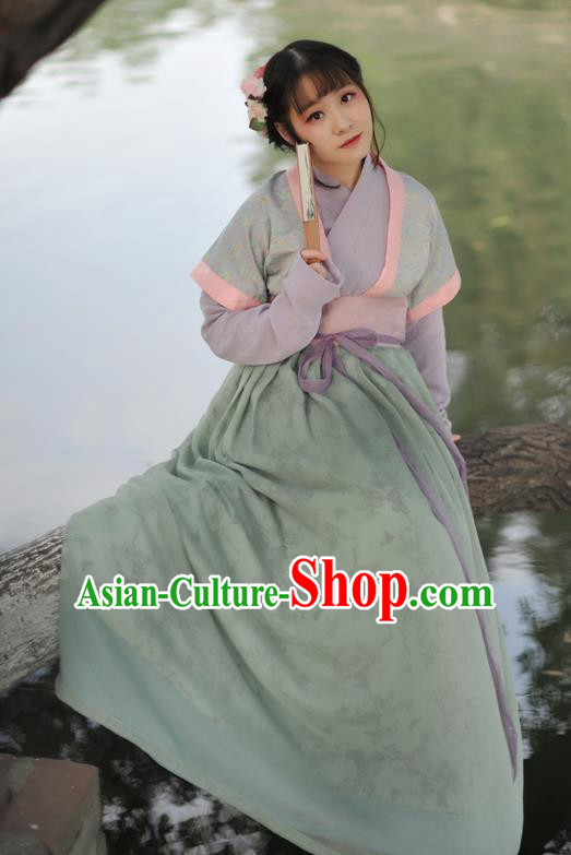 Chinese Ancient Maidservants Green Hanfu Dress Song Dynasty Young Lady Historical Costume Complete Set for Women