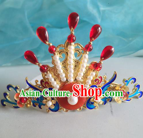 Chinese Ancient Hanfu Hair Accessories Traditional Blueing Phoenix Pearls Hairpins for Women