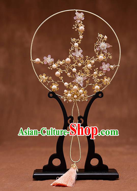 Chinese Ancient Wedding Accessories Traditional Bride Plum Blossom Palace Fans for Women