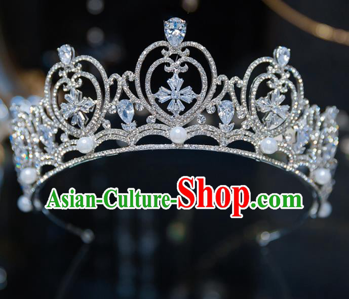 Handmade Baroque Wedding Hair Accessories Princess Zircon Royal Crown for Women